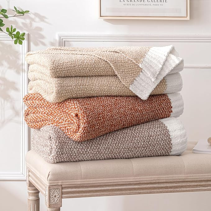 MIULEE Taupe Super Soft Throw Blanket for Couch, Cozy Fluffy Warm Throws Knit Blankets for Sofa, Bed, Chair, Living Room, Camping, Picnic, 50 x 60 inch