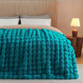 Lotus Karen Faux Fur Throw Blanket Teal - Big Bubble Rabbit Fluff Blanket for Couch Bed Sofa,Softest Fluffy Fuzzy Cozy Blanket,Thick Furry Plush Shaggy Warm Blankets for Women,108x90 Inches