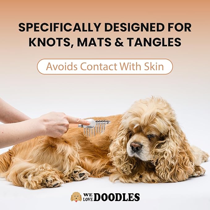 We Love Doodles Pet Dematting Comb and Pet Dematting Brush & Rake (Bundle) - Deshedding Undercoat Rake and Detangler Brush For Dogs, Comb Tool For Grooming, for Detangling Thinning and Shedding