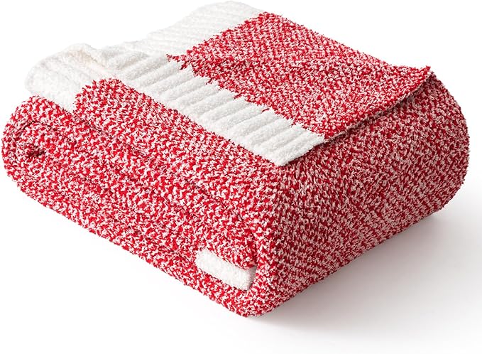 MIULEE Red Super Soft Throw Blanket for Couch, Cozy Fluffy Warm Blankets Lightweight Knit Throw Blankets for Sofa, Bed, Chair, Living Room, Camping, Picnic, 60 x 80 inch