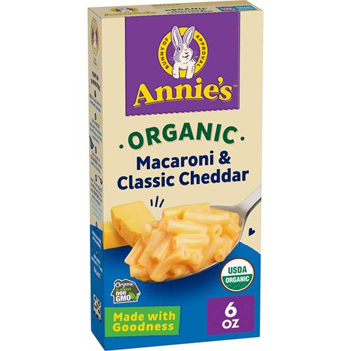 Annies Organic Macaroni And Classic Cheddar, Mac And Cheese, Dinner Side Or Snacks, 6 Oz
