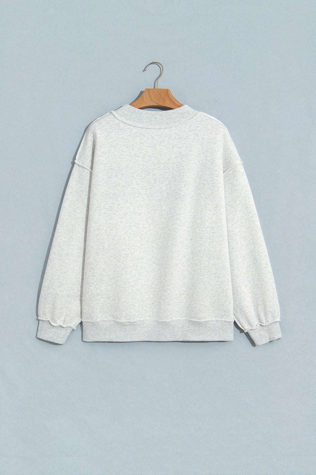 Light Grey Reversible Christian Faith Print Mock Neck Pullover Sweatshirt
