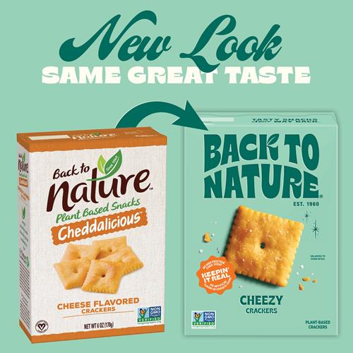 Back To Nature Cheese Flavored Crackers - Non-Gmo, Made With Wheat Flour, Vegan, Delicious Snacks, Cheezy Square, 5 Ounce