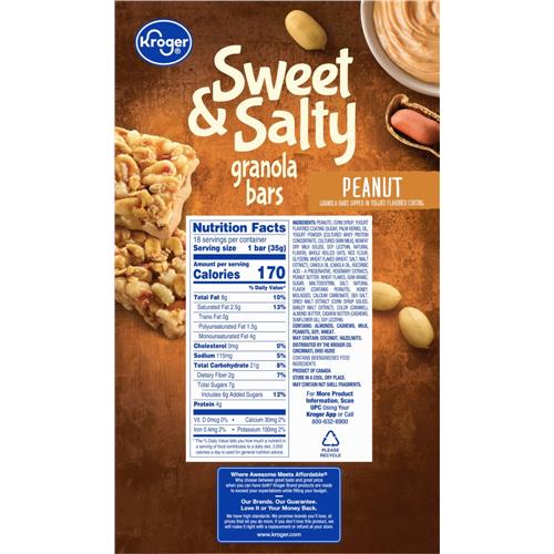 Kroger Sweet & Salty Peanut Granola Bars 18 ct