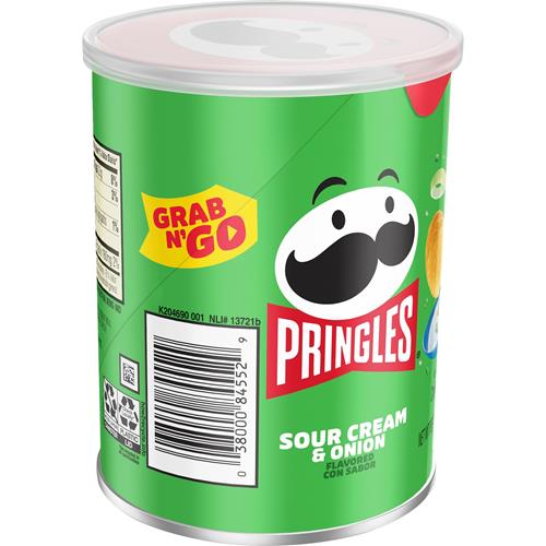 Pringles Potato Crisps Chips, Lunch Snacks, Office And Kids Snacks, Grab N Go, Sour Cream And Onion (12 Cans)
