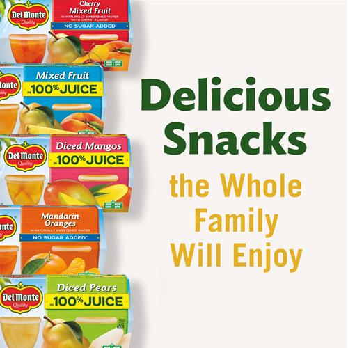 Del Monte Diced Peaches Fruit Cup Snacks In 100% Fruit Juice, 12 Pack, 4 Oz
