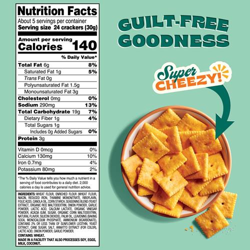 Back To Nature Cheese Flavored Crackers - Non-Gmo, Made With Wheat Flour, Vegan, Delicious Snacks, Cheezy Square, 5 Ounce