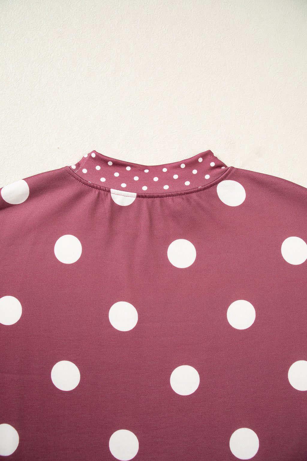 Red Polka Dot Print Contrast Detail Oversized Tunic Sweatshirt