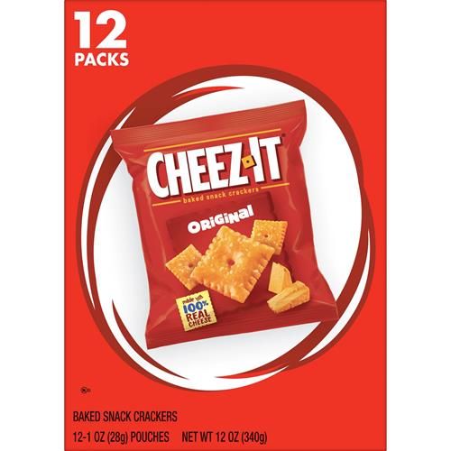 Cheez-It Cheese Crackers, Baked Snack Crackers, Lunch Snacks, Grab N Go, Original, 12Oz Box (12 Packs)