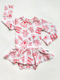Pizza My Heart: Long Sleeve Bodysuit Twirl Dress