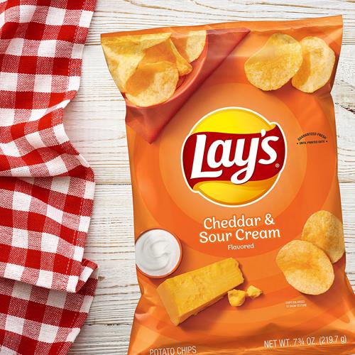 Lays Potato Chips, Cheddar & Sour Cream Flavored Snacks, 7.75Oz Bag