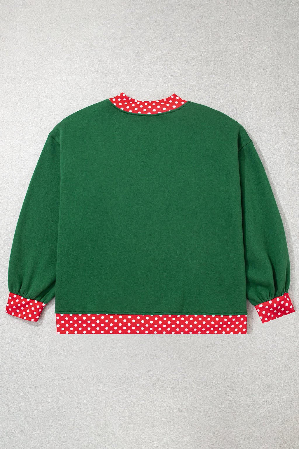 Racing Red Polka Dot Patchwork Round Neck Plus Size Sweatshirt