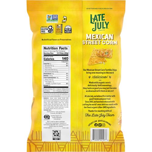 Late July Snacks, Mexican Street Corn Tortilla Chips, 7.8 Oz Bag