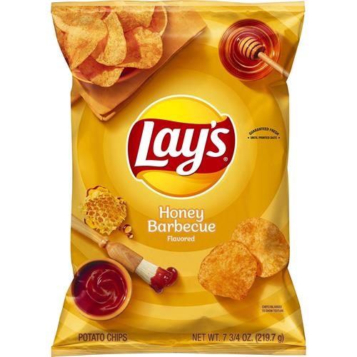 Lays Potato Chips, Honey Barbecue Flavored Snacks, 7.75Oz Bag