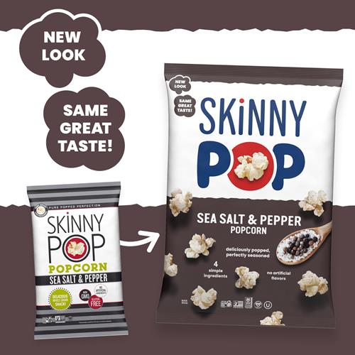 Skinnypop Sea Salt & Pepper Popcorn, Gluten Free, Non-Gmo, Healthy Popcorn Snacks, Skinny Pop, 4.4Oz Grocery Size Bag