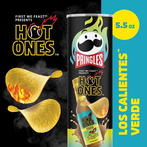 Pringles Hot Ones Los Calientes Potato Crisps Chips, Verde, Spicy Snacks, Hot Sauce Inspired, 5.5Oz Can (1 Can)?