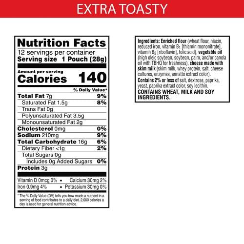 Cheez-It Cheese Crackers, Baked Snack Crackers, Office And Kids Snacks, Extra Toasty, 12Oz Box (12 Packs)