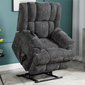 Power Lift Chair with Vibration Massage Heat for Elderly People, Dual Motor Electric Lay Flat Recliner Chair with Power-Remote, Standing Assistance Reclining, Chenille Dark Gray