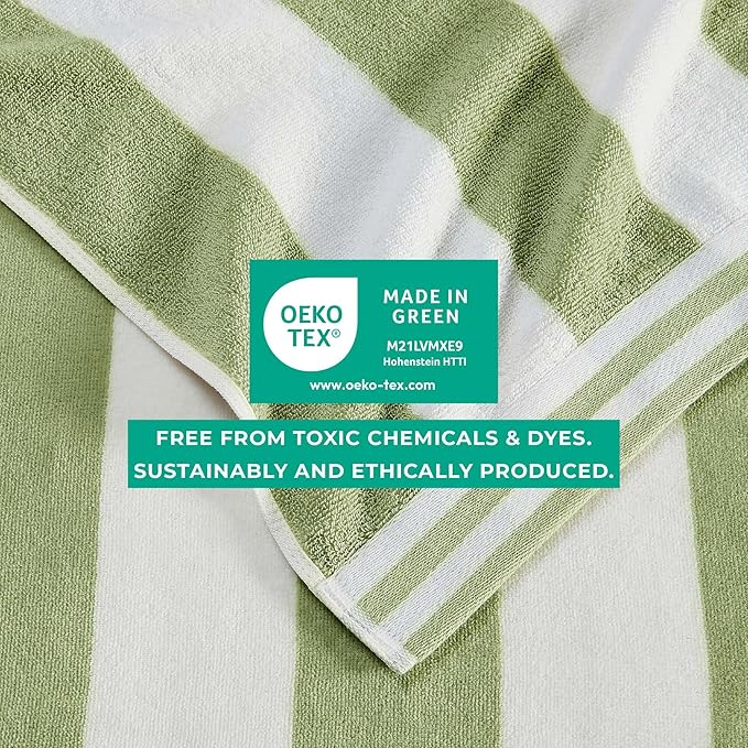 Great Bay Home 100% Cotton Velour 4 Pack Beach Towels 30" x 60" - Cabana Stripe Pool Towels - Quick Dry, Large Swim Towels (Multi Color)