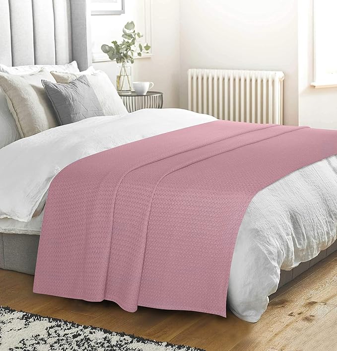 BELIZZI HOME 100% Cotton Bed Blanket, Breathable Bed Blanket King Size, Cotton Thermal Blankets King, Perfect for Layering Any Bed for All Season, Purple