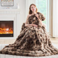 Lotus Karen Faux Fur Throw Blanket Tie-Dye Dark Coffee-Big Bubble Rabbit Fluff Blanket for Couch,Small Fluffy Fuzzy Cozy Blanket,Thick Furry Plush Shaggy Blankets,50x60 Inches