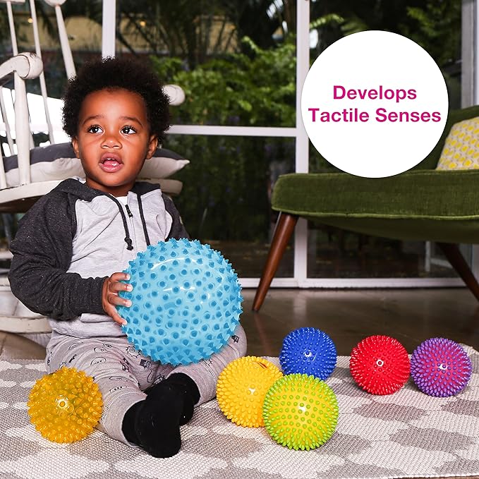 Edushape Original Sensory Ball - 7" Deflated with Pump, Transparent Blue, Enhances Gross Motor Skills for Kids 6 Months & Up