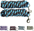 Majestic Ally Pack of 2 Solid Cotton Lead Rope for Horses & Livestock – 10 Foot Long and 5/8 inch Thick - Replaceable Heavy-Duty Satin Bolt Snap – Handmade – Soft, Broken in Feel (Turquoise -Brown)