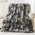 Lotus Karen Faux Fur Blanket Tie-Dye Dark Gray Twin Size - Big Bubble Rabbit Fluff Throw for Couch Small Fluffy Fuzzy Cozy Thick Furry Plush Shaggy Blankets 108x90 Inches