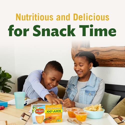 Del Monte Diced Peaches Fruit Cup Snacks In 100% Fruit Juice, 12 Pack, 4 Oz
