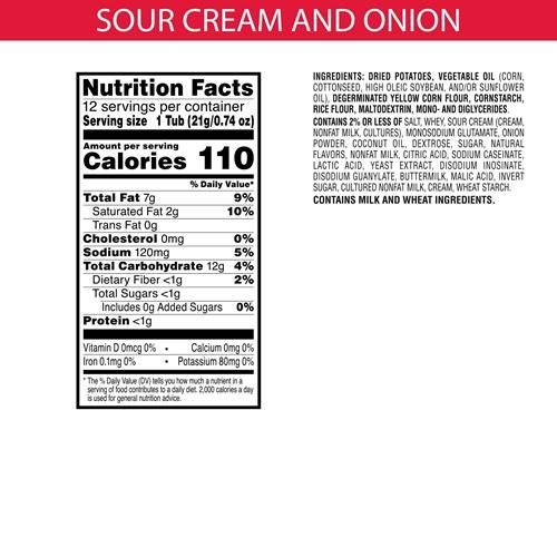 Pringles Potato Crisps Chips, Lunch Snacks, On-The-Go Snacks, Snack Stacks, Sour Cream And Onion, 8.8Oz Tray (12 Cups)