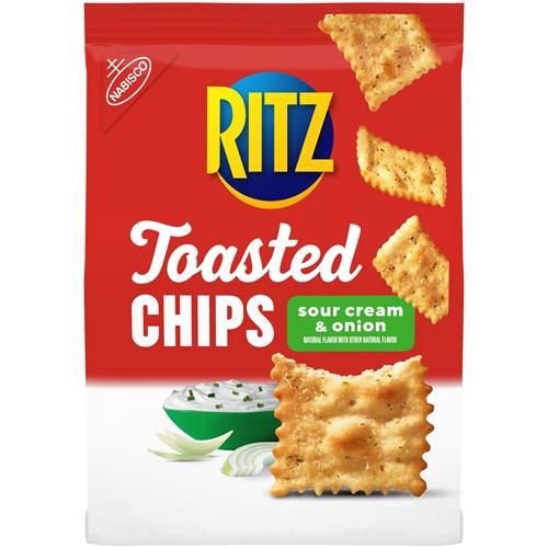 Ritz Toasted Chips Sour Cream And Onion Crackers, Party Snacks, 8.1 Oz