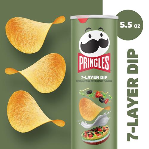 Pringles Potato Crisps Chips, Lunch Snacks, On-The-Go Snacks, 7-Layer Dip, 5.5Oz Can (1 Can)?
