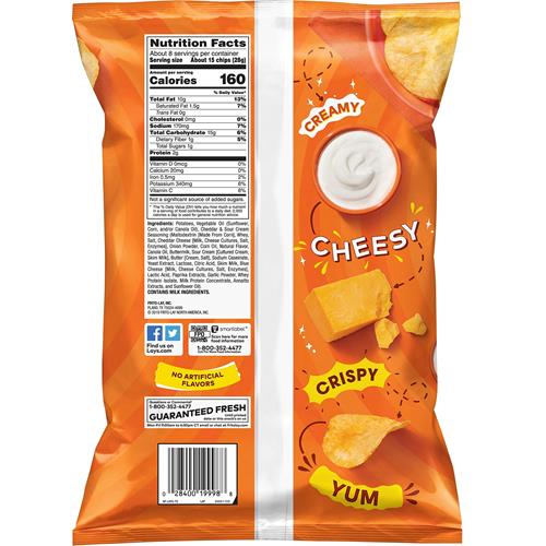 Lays Potato Chips, Cheddar & Sour Cream Flavored Snacks, 7.75Oz Bag