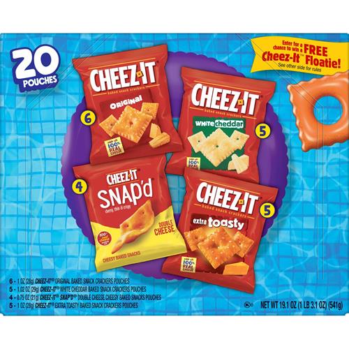 Cheez-It Cheese Crackers, Baked Snack Crackers, Lunch Snacks, Grab N Go, Variety Pack, 19.1Oz Box (20 Packs)