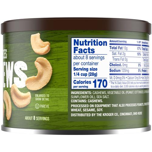 Kroger Halves & Pieces Salted Cashews 8 oz