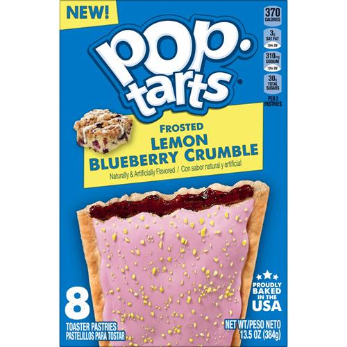 Pop-Tarts Toaster Pastries, Breakfast Foods, Kids Snacks, Frosted Lemon Blueberry Crumble, 13.5Oz Box (8 Pop-Tarts)