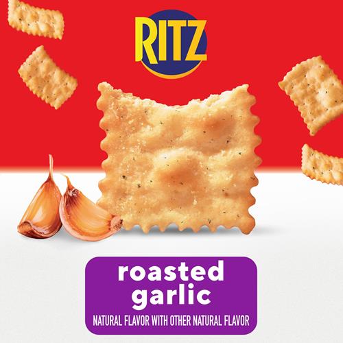 Ritz Toasted Chips Roasted Garlic Crackers, Party Snacks, 8.1 Oz