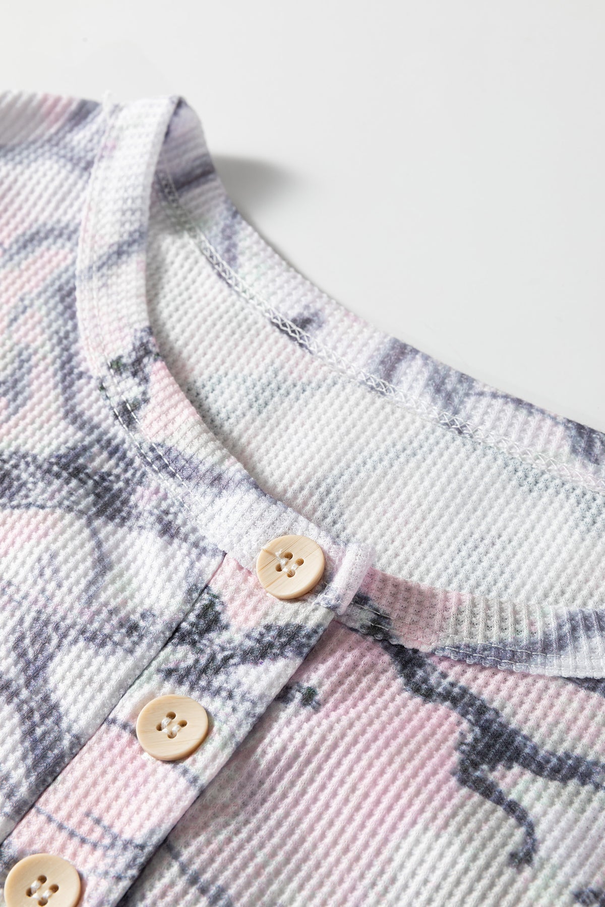 Pink Camo Henley Top and Short Set
