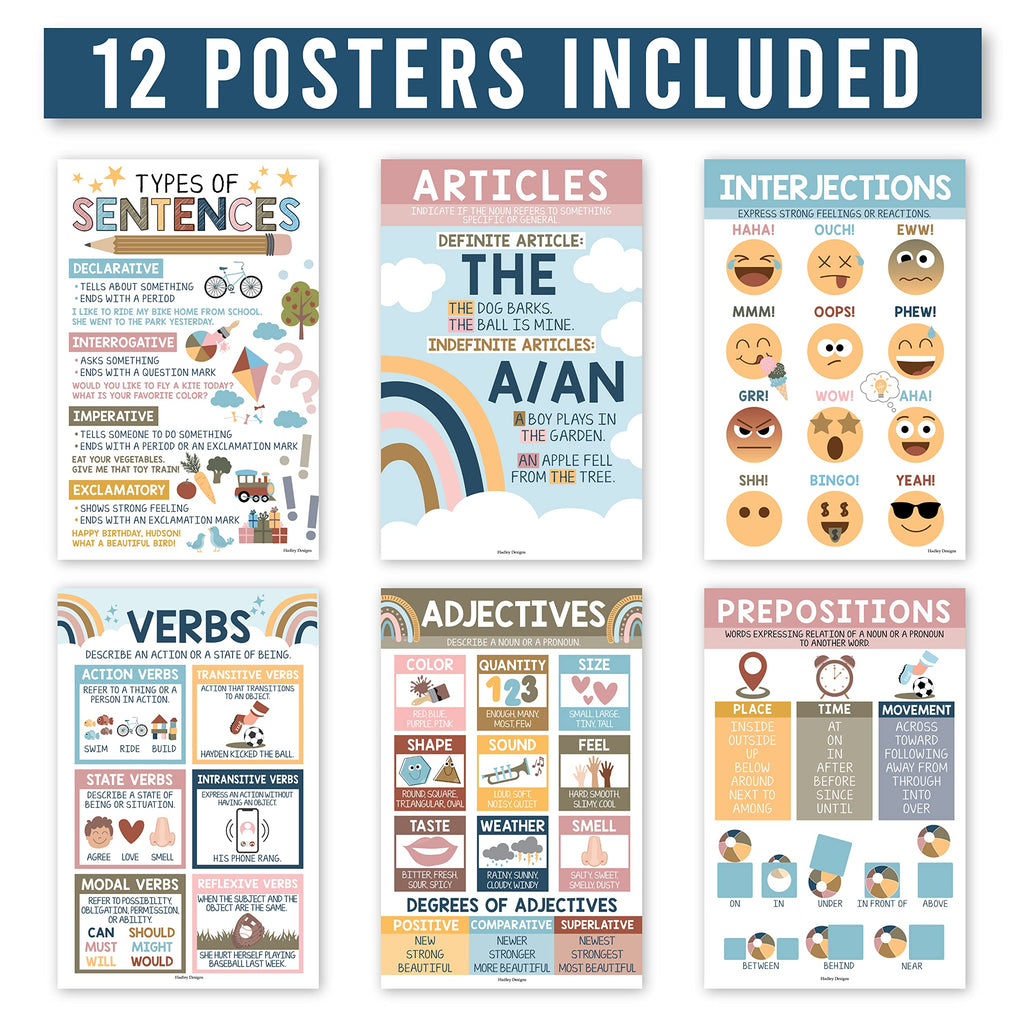 Parts of Speech Kit: Boho 12 Poster Pack