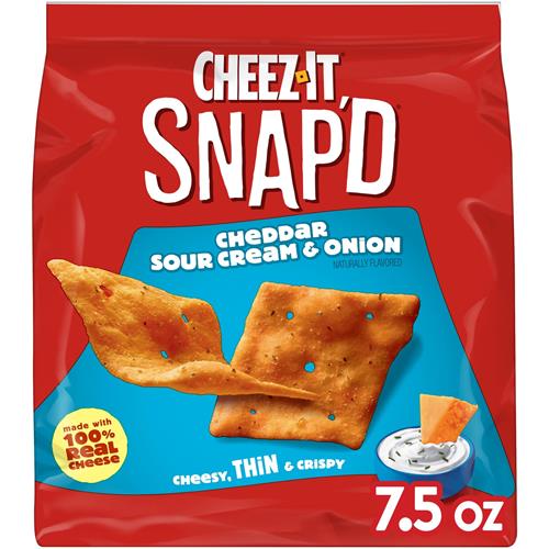 Cheez-It Snapd Cheese Cracker Chips, Thin Crisps, Lunch Snacks, Cheddar Sour Cream And Onion, 7.5Oz Bag (1 Bag)