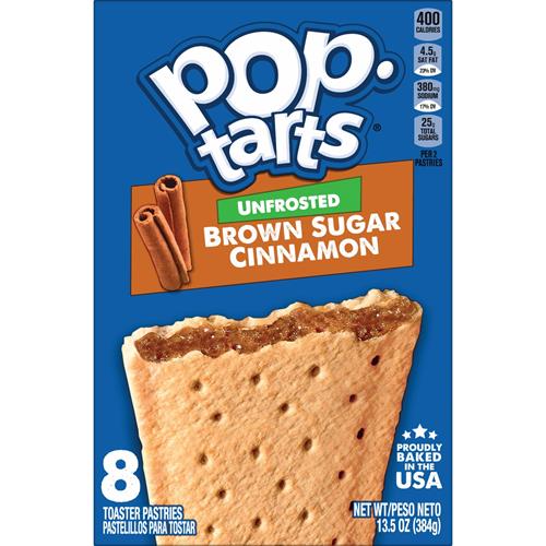 Pop-Tarts Toaster Pastries, Breakfast Foods, Kids Snacks, Unfrosted Brown Sugar Cinnamon, 13.5Oz Box (8 Pop-Tarts)