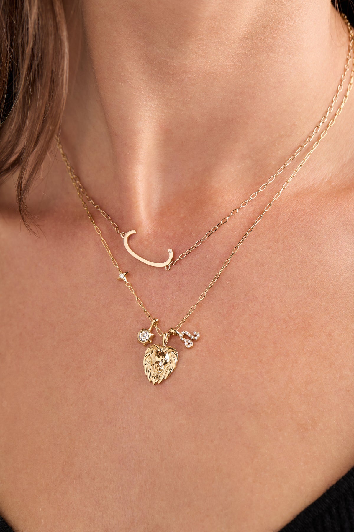 Leo Zodiac Charm Cluster Necklace