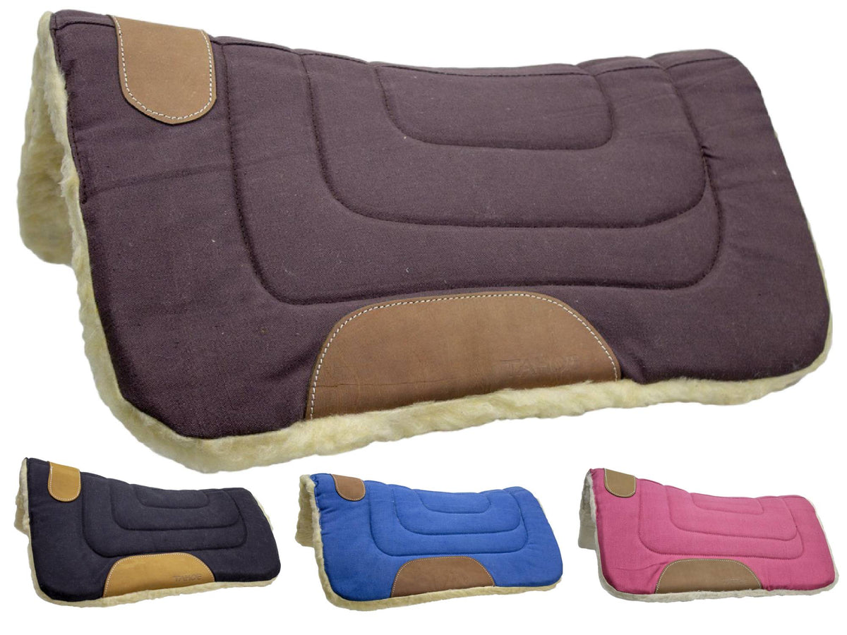 Pony Contour Cut Canvas Western Saddle Pad with Fleece Lining by Tahoe Tack - Size 23" X 23"