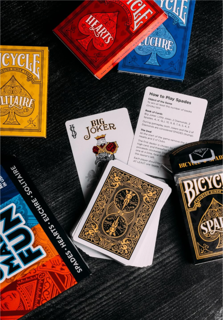 Bicycle Games Made Fun (4 pack — Hearts, Spades, Euchre, Solitaire)