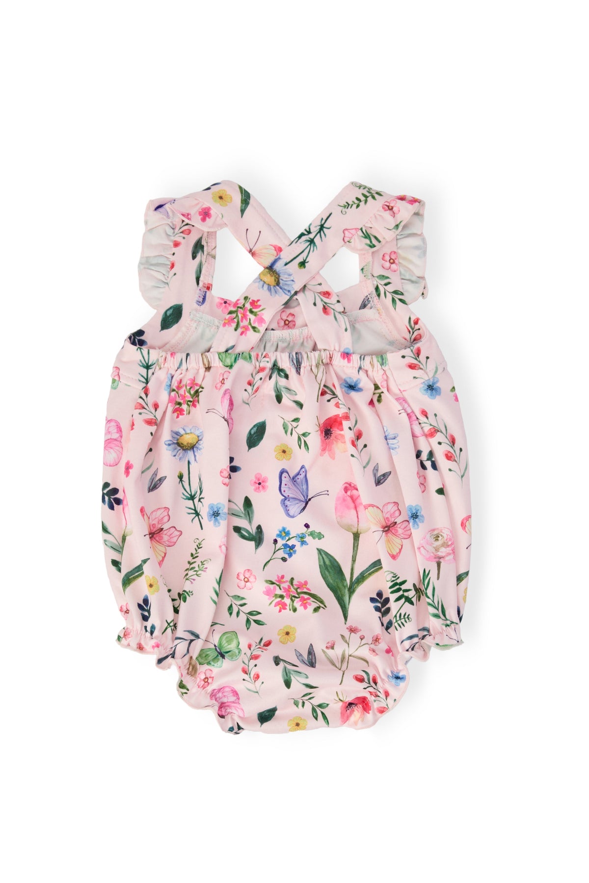 Butterfly Meadows Ruffle Cross Back Romper