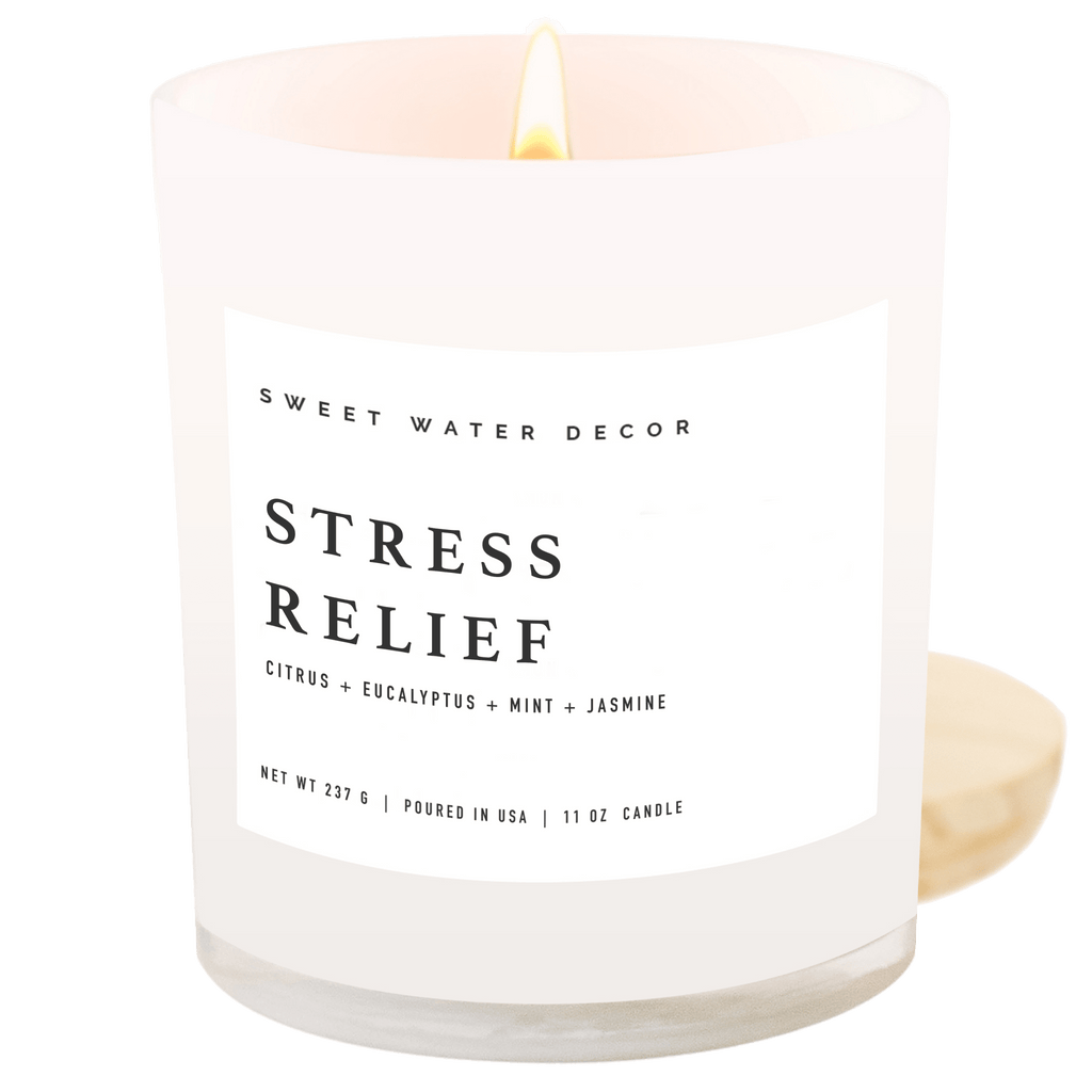 Stress Relief Soy Candle - White Jar - 11 oz
