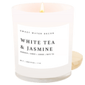 White Tea and Jasmine Soy Candle - White Jar - 11 oz