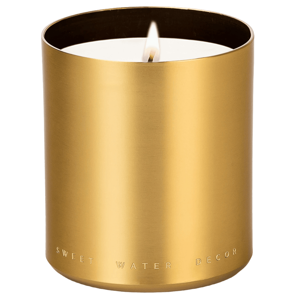 Warm and Cozy Soy Candle - Gold Metal Aluminum Jar - 10 oz