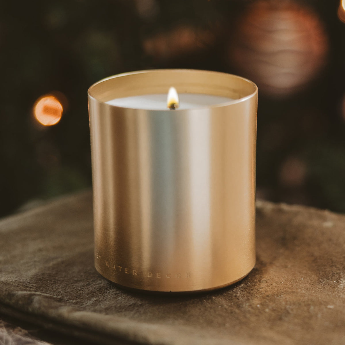 Warm and Cozy Soy Candle - Gold Metal Aluminum Jar - 10 oz