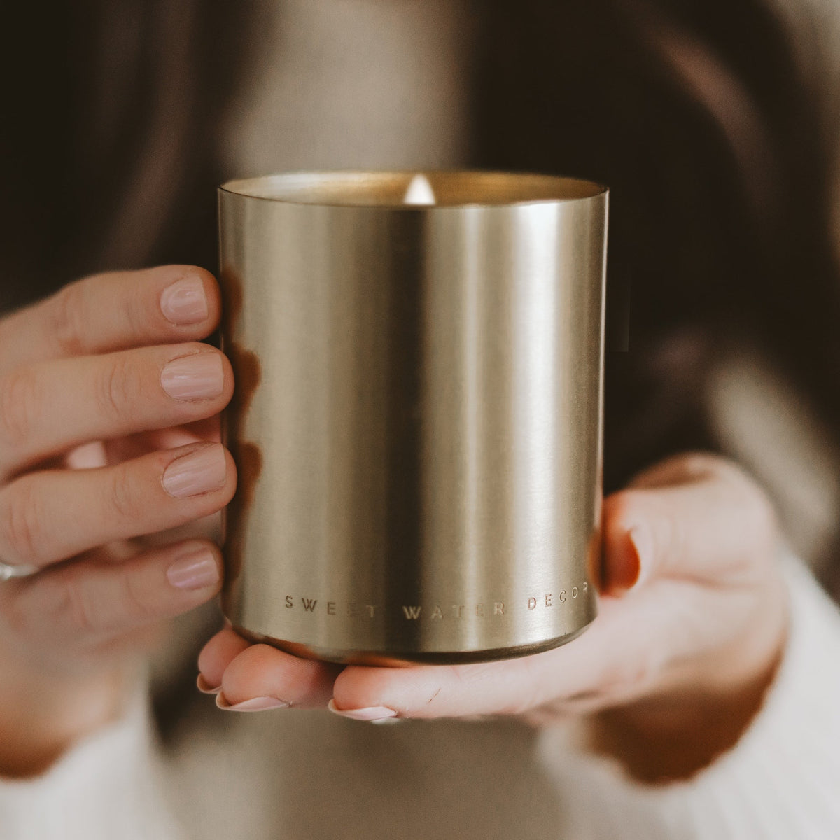 Warm and Cozy Soy Candle - Gold Metal Aluminum Jar - 10 oz